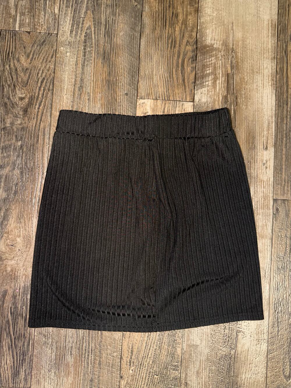 Black Ribbed Knit Leggings Pull-On Elastic Waist Stretch Fabric